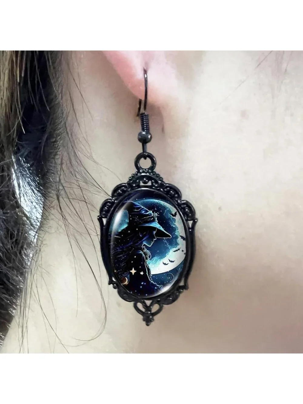 Women’s Witch Jewelry Set Blue Halloween Victorian Punk Gothic Necklace Earring